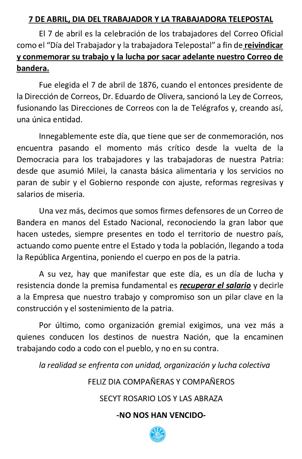 7 DE ABRIL DIA DEL TELEPOSTAL